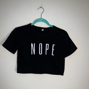 “Nope” Black Crop Top